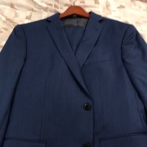 John Varvatos Blue Herringbone virgin wool suit